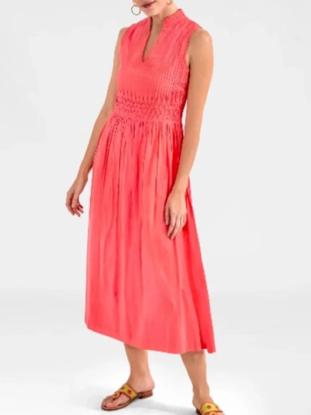 Gretchen Scott Designs Coral Pink Sleeveless Midi Dress